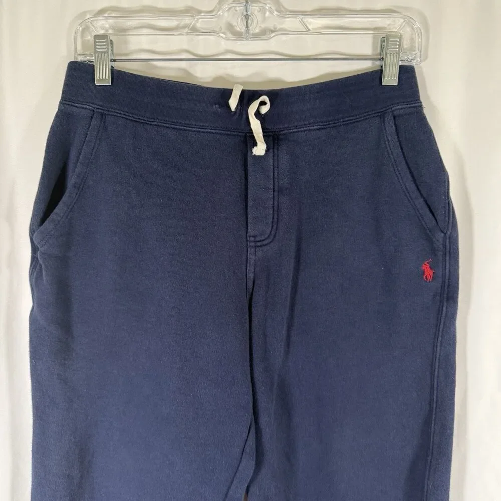 Polo Ralph Lauren Joggers Boys Large 14 16 Blue Drawstring Pockets Cotton Blend